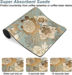 Rnivvi Coffee Mat, 12" x 19" Cute Coffee Bar Mats for Espresso Machine Station Accessories and Organizer, Hide Stain Rubber Backed Absorbent Dish Drying Pad for Kitchen Counter, Retro Flower