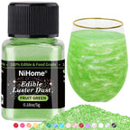 NiHome Edible Food-Grade Glimmer Powder Glitter Luster Dust Metallic Food Decorating Sprinkle Glimmery Dust for Drink Wine Beverage Cake Candy Dessert Bakery Restaurant Vegan (0.18oz/5g, Fruit Green)