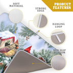 Winter Red Cardinal Bird Dish Drying Mat for Kitchen Counter,Holly Berry Branches Xmas Snowflake Cabin Drying Mat 18 x 24 Inch with High Absorbent Microfiber Drainer Mat for Coffee Bar