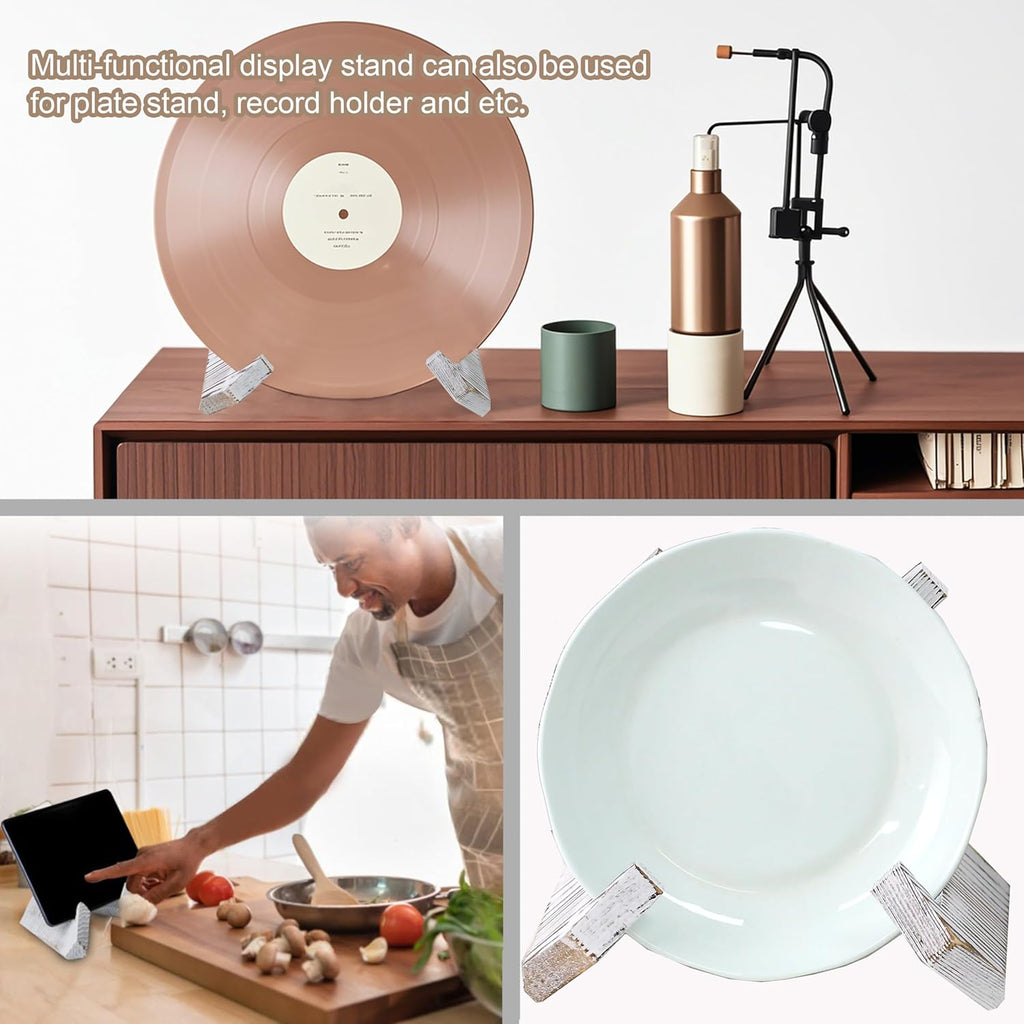 Plate Stand for Display, 6.5 Inch Picture Frame Holder Wooden, for Cook Book Decorative TableTop Art Easels Platter (White)