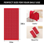 Homaxy 100% Cotton Terry Kitchen Towels(Red, 13 x 28 inches), Checkered Designed, Soft and Super Absorbent Dish Towels, 4 Pack