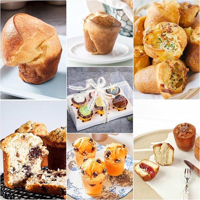 Sidosir 2Pcs Popover Pan for Baking - Professional Extra Deep Silicone Popover Molds, Non-Stick, Easy to Clean, Grade Materials