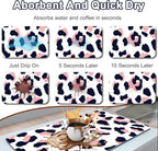 Dish Drying Mat 16" X 24", Super Absorbent & Cuttable Coffee Mats for Countertop, Kitchen Counter Mat Fits Under Coffee Maker or Machine, Hide Stain Drying Pad for Dish Drying Rack, Pink Leopard