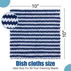 Homaxy 24 Pack Kitchen Dish Cloths, Ultra Soft and Absorbent Dish Towels, Reusable Fast Drying Microfiber Cleaning Cloth, Coral Velvet Wave Design No-lint, 10 x 10 inches, Navy Blue