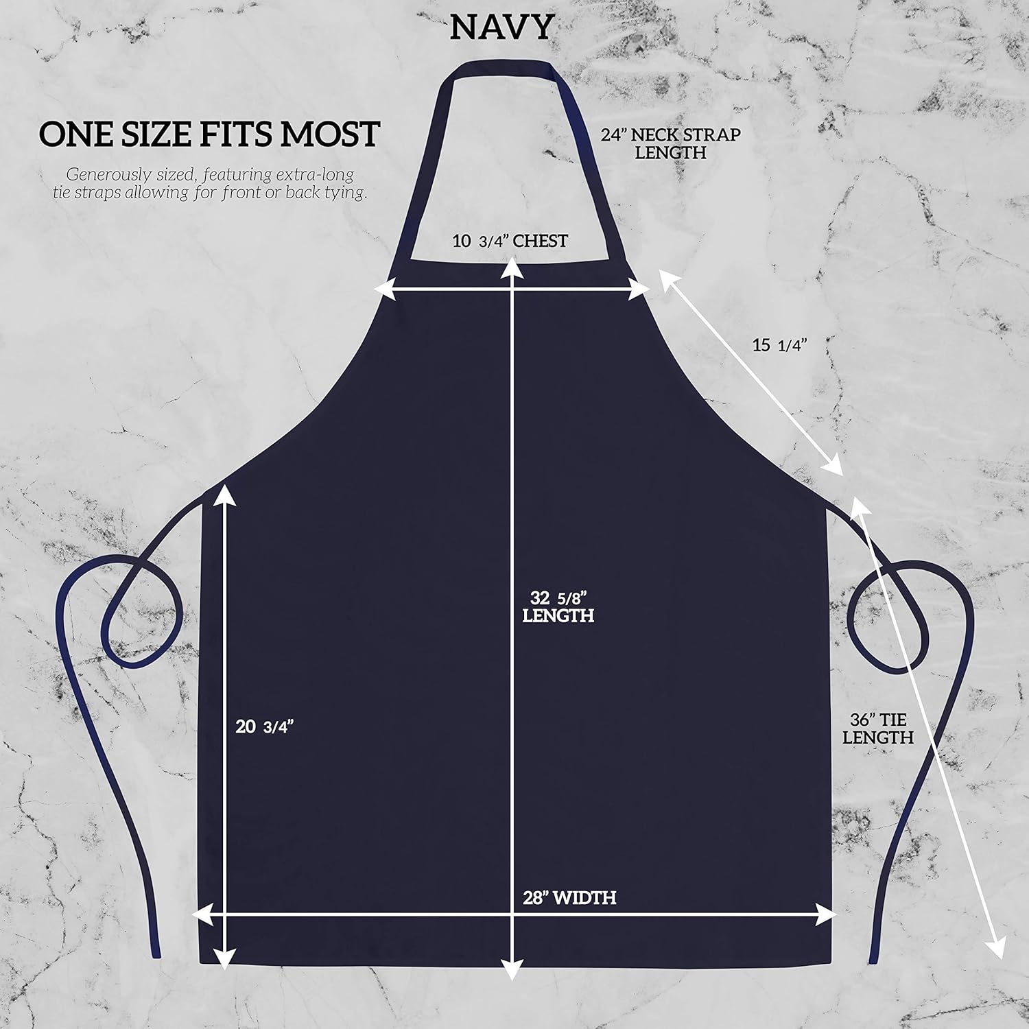 GREEN LIFESTYLE 120 Pack Professional Chef Apron– Grilling Aprons for Men, Waterproof Cooking Apron for BBQ, Work or Restaurant Use, Kitchen Aprons for Women – Navy Blue, No Pockets