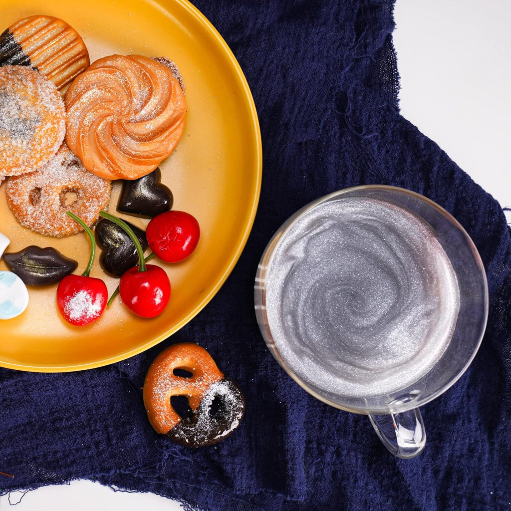 NiHome Edible Food-Grade Glitter Powder Glimmer Luster Dust Metallic Fancy Food Decorating Sprinkle Glimmery Dust for Drink Wine Beverage Cake Bakery Vegan Allergen-Free (Metallic, 0.35oz/10g)