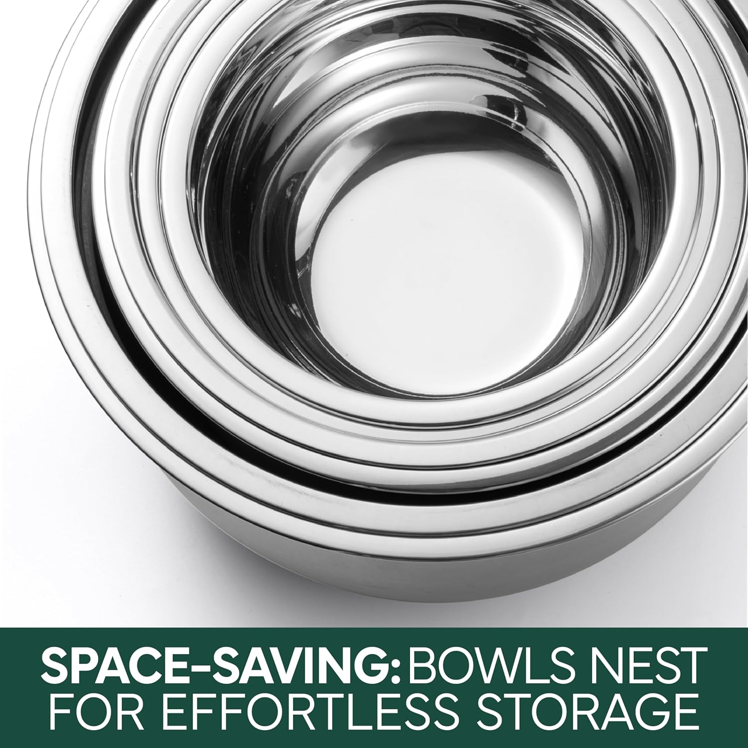 COOK WITH COLOR Stainless Steel Mixing Bowls Set with Lids - Nesting Bowls with Non-Slip Bottom, Sage, 12 Pieces