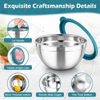 TeamFar Mixing Bowls, 3PCS Stainless Steel Serving Salad Bowls with Lids & 3 Graters, For Kitchen Mixing/Baking/Storing/Prepping, Visible & Airtight, Easy Clean - 4.5/3 / 1.5 QT, Dark Blue