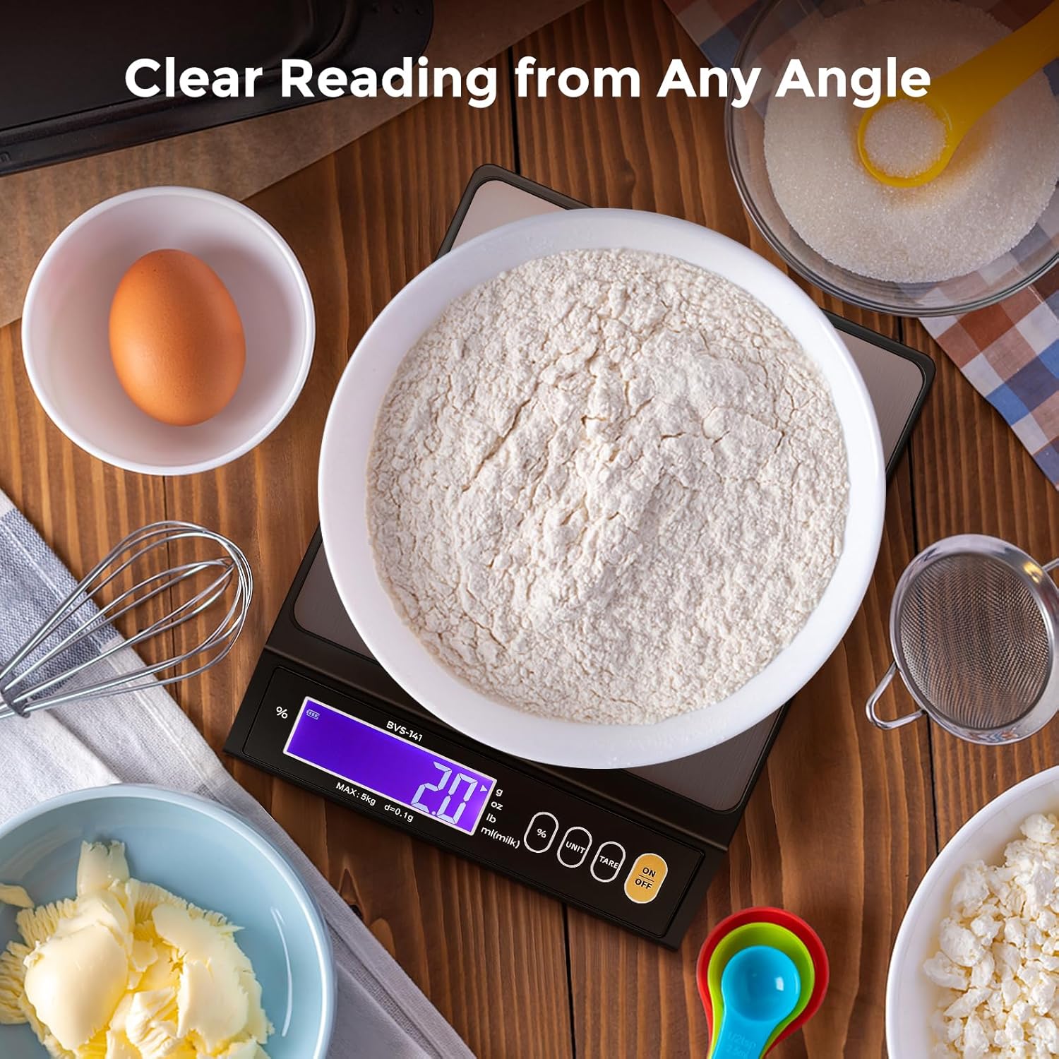 Bonvoisin Baking Scale 0.1 Gram Accuracy Digital Scale for Kitchen, Candle, Soap and Sourdough Bread Making, with Percentage Weighing Function, Weigh in Grams, Pounds and Ounces (10 lb)