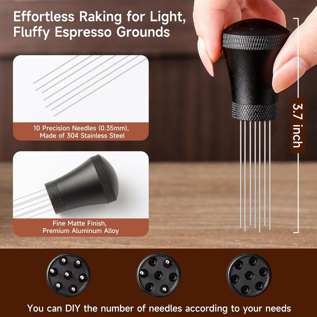 KitchenTour Espresso Accessories Kit 58mm, WDT Tool, Dosing Funnel and Puck Screen Set, 304 Stainless Steel Needle Coffee Distribution Stirrer, Portafilter Dosing Ring for Barista 58mm