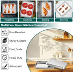 E-far Small Baking Sheet with Wire Rack (2 Pans + 2 Racks), Stainless Steel Cookie Sheets Trays & Cooling Rack for Toaster Oven, Non Toxic & Warp Resistant, Oven & Dishwasher Safe, 9.4 x 7.3 x 1 Inch