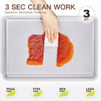 HONGBAKE 3 Pack Nonstick Ceramic Baking Sheet Pan Set for Oven, Non-Toxic Half/Quarter/Jelly Roll Pans with Diamond Texture, Heavy Duty 0.8mm Aluminized Steel Cookie Trays for Cooking, Light Grey