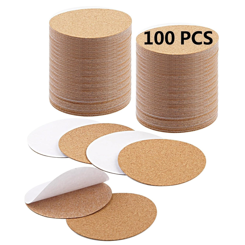 100 PCS self Adhesive Cork for Coasters Bulk,4 inches Coaster Bottoms self Adhesive,Round Coaster Backing with self Adhesive,DIY Crafts Drinks Cork Coasters
