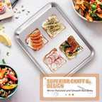 Stainless Steel Baking Sheet Set of 2, Deedro Cookie Sheet Metal Baking Pan Oven Tray, Non Toxic & Heavy Duty, Rust Free & Mirror Finish, Easy Clean & Dishwasher Safe, 10 x 8 x 1 Inch