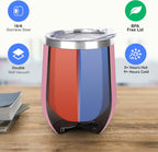 DOMICARE Stainless Steel Wine Tumbler Bulk with Lid, Personalized Insulated Tumblers Set, 12oz Travel Coffee Cups Pack of 1, Pink