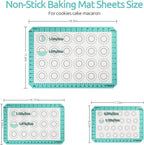 U-Taste 446ºF Heat Resistant Macaron Silicone Baking Mat, Non Stick Reusable Cookies Pastry Sheet Liner with Edge Enhancement Circle Measurement (Half/Jelly Roll/Quarter Sheets Size, Aqua Sky)