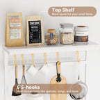 Furologee Kitchen Bakers Rack with Hutch, Coffee Bar Station 4 Tiers, Microwave Oven Stand with 6 S Hooks and Pegboard, Kitchen Microwave Rack for Spice Organizer Workstation, White