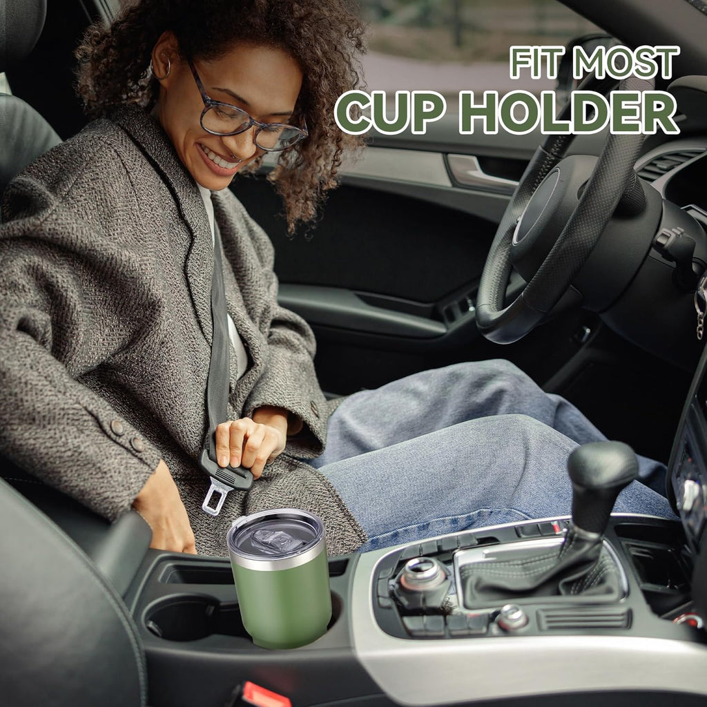 30 oz Tumbler with Lid Stainless Steel Tumblers Vacuum Insulated Cup Reusable Powder Coated Travel Mug Double Wall Leak Proof Portable Cups Keep Cold Drinks for 12 Hours, Army Green, 1 Pack