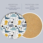Drink Coasters Set of 6 with Holder, Dinosaur Absorbent Ceramic Drink Coaster for Tabletop Protection,Suitable for Kinds of Cups,Drinks Coasters for Home Office Decoration(4 Inches)