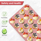 Spmart 2-Pack 24-Cup Nonstick Ceramic-Coated Mini Muffin Pan | Durable & Easy Clean Muffin Tins | Perfect for Small Baked Goods & Party Treats (Pink)