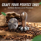 Flexzion Coffee Tamper 58mm Espresso Tamper Tool, Stainless Steel Barista-Quality Hand Press Espresso Maker with Ergonomic Wooden Handle