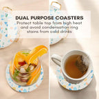 Absorbent Coaster Set of 6 with Holder, Drink Coasters for Coffee Table, Kitchen, Home Decor, Cute Ceramic Round Coasters, Alternative to Silicone, Cork or Glass Coaster (Color Pop)