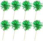 Ephlyn 30Pcs Foil Firework Cupcake Toppers Party Birthday Cake Toppers Supplies Sparkle Tinsel Cocktail Fruit Toothpick for Birthday Wedding Graduation Party Supplies Green