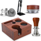 54mm Espresso Bar Accessories – Must-Have Coffee Tools Set with Tamper, Distributor, WDT Stirrer, Dosing Funnel, Puck Screen & Rosewood Organizer | Espresso Machine Accessories Kit
