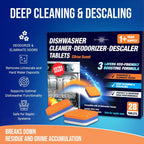 Dishwasher Cleaner Deodorizer Descaler Tablets - 56 Tabs - 1 Plus Year Supply - Extra Scented Deep Cleaning Sanitizer Pods - Remove Hard Water - Contain Citric Acid Heavy Duty Septic Safe - Citrus