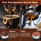 WDT Tools Espresso Puck Screen, 53mm Espresso Accessories Kit - 150μm Puck Screen Set, 0.25mm 316 Stainless Steel 8 Needles Coffee Distribution Stirrer, Portafilter Dosing Ring for Barista Black