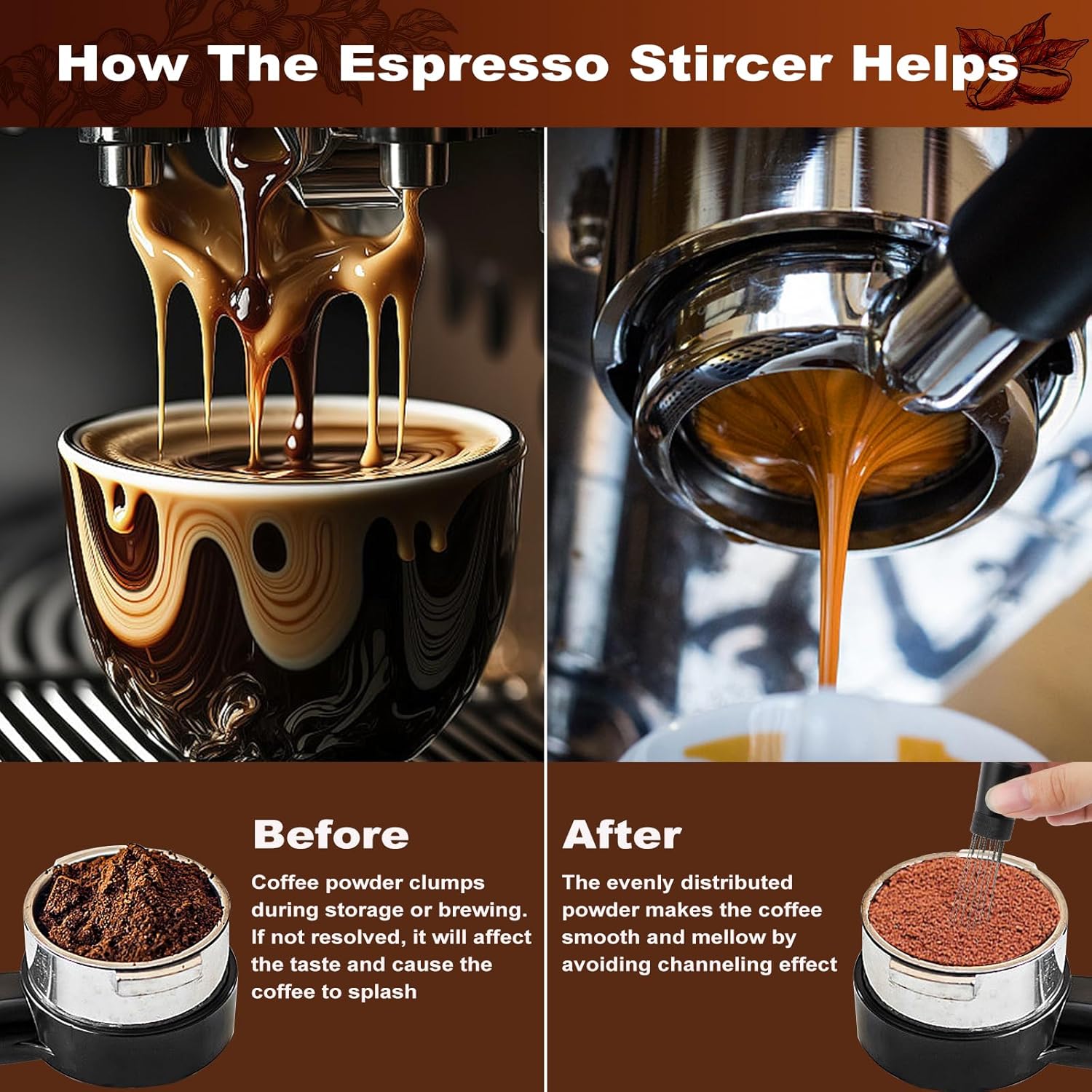 WDT Tools Espresso Puck Screen, 53mm Espresso Accessories Kit - 150μm Puck Screen Set, 0.25mm 316 Stainless Steel 8 Needles Coffee Distribution Stirrer, Portafilter Dosing Ring for Barista Black