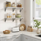 RICHFOCUS 12 Inch Deep Floating Shelves for Wall, 31.5" W x 12" D Wood Wall Shelves Set of 2, Wide Floating Shelves for Living Room, Bedroom, Kitchen, Bathroom and Decor Storage, White