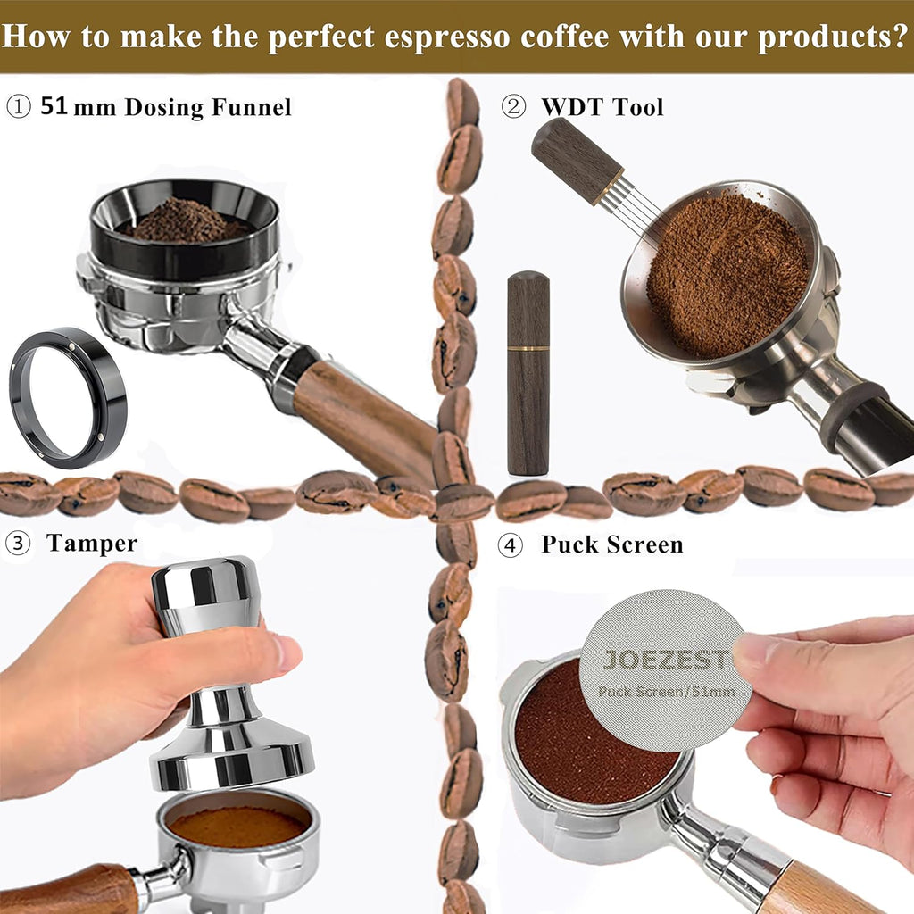 51mm Espresso Tamper Espresso Accessories Kit: Espresso Tamper Set, Coffee Tamper Espresso Tools Barista Tools | Espresso Kit Fits Espresso Coffee Machines of 51mm Portafilters