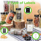 CycleMore 36 Pack 4oz Glass Spice Jars, Square Spice Containers with Black Metal Caps and Pour/Sift Shaker Lid-280pcs Labels,1pcs Silicone Collapsible Funnel and Brush Included