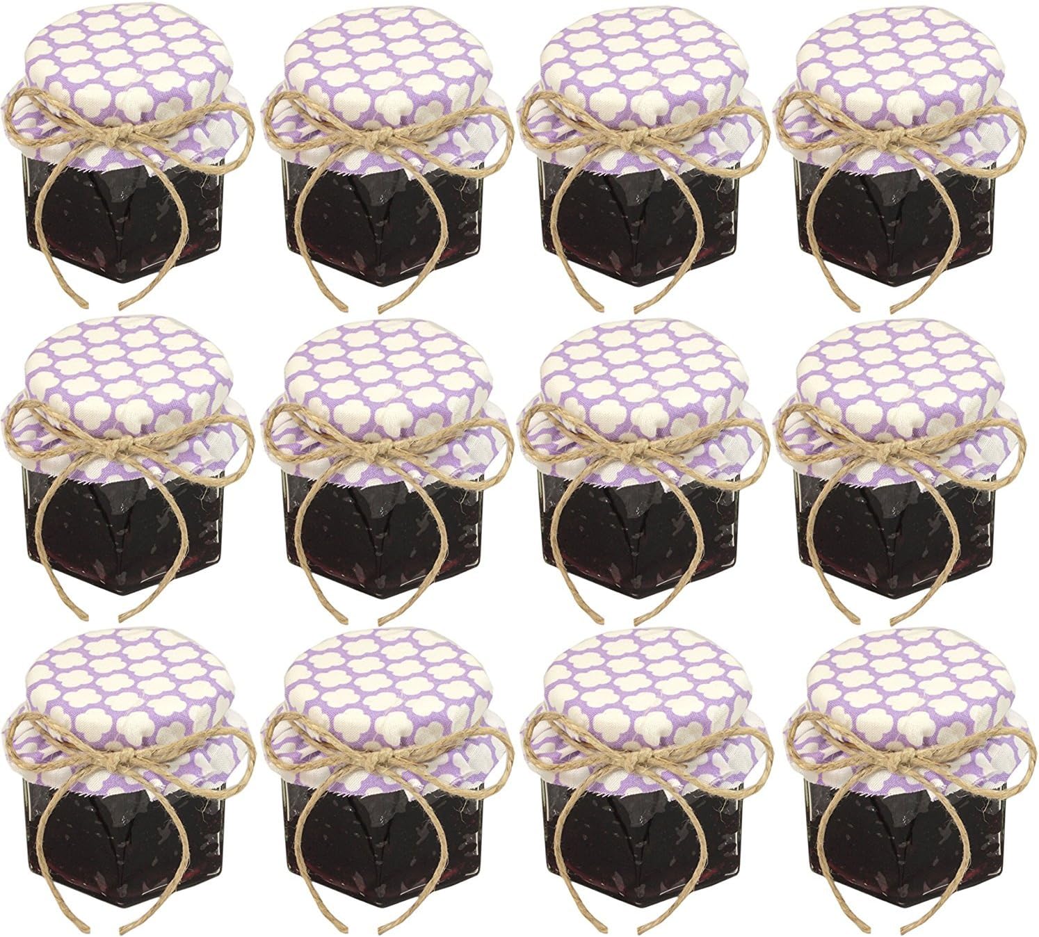 1.5 oz Hexagon Mini Glass Jars with Silver Lids (Pack of 24)