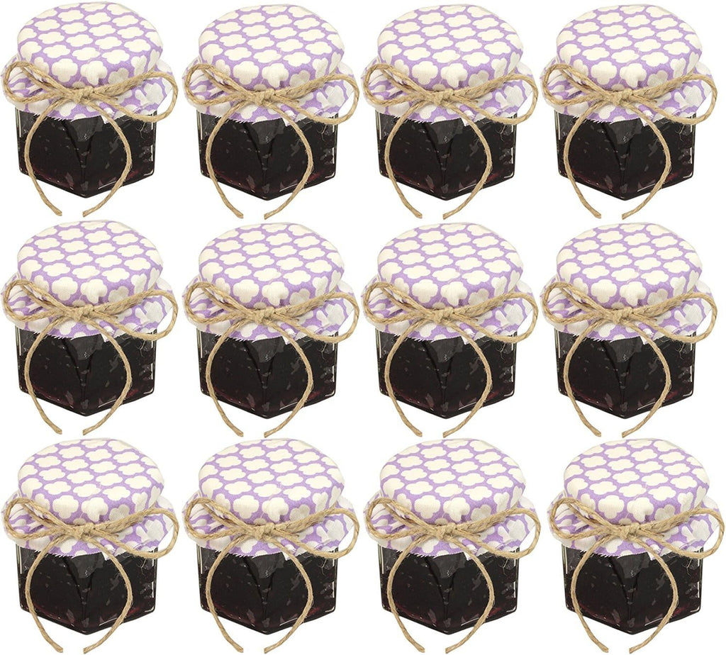 1.5 oz Hexagon Mini Glass Jars with BLACK Lids and Labels (Pack of 24)