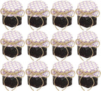 1.5 oz Hexagon Mini Glass Jars with BLACK Lids and Labels (Pack of 24)