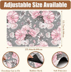 Pink Flowers and Leaves Coffee Mat Absorbent Dish Drying Mat for Kitchen Counter Hide Stain Rubber Backed Coffee Bar Accessories Fit Under Espresso Machine Dish Drainer, 15.7 x 23.6 Inch