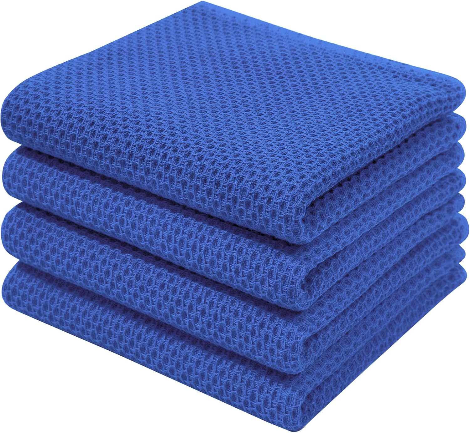 Homaxy 100% Cotton Waffle Weave Kitchen Dish Towels, Ultra Soft Absorbent Quick Drying Cleaning Towel, 13 x 28 Inches, 4-Pack, Blueberry