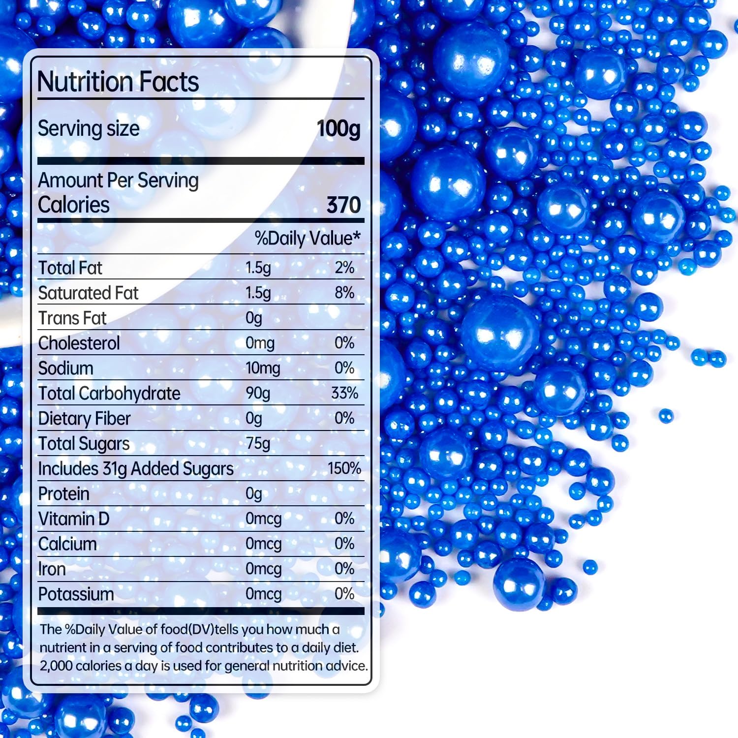 Deep Blue Pearl Sugar Sprinkles, Edible Candy Pearls, 150g/5.29oz, Blue Sprinkles for Cake Decorating, Baking Cake Decorations, Ice Cream Toppers, Cupcakes, Wedding Party Chirstmas Supplies