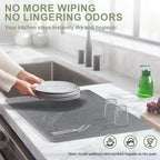 Large Stone Drying Mat for Kitchen Counter, 24" × 16" Diatomite Dish Drying Mat, Quick Dry Stone Mats, Ultra Absorbent Natural Diatomaceous Earth Mats for Dished, Bottles, Black Marble