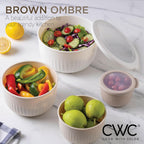 COOK WITH COLOR Prep Bowls with Lids- Wide and Deep Nesting Plastic Small Mixing Bowl Set with Lids, 12 Piece Set - Deep Bowls, Brown