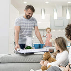 Wood Serving Tray with Metal Handle for Ottoman, Modern Rectangle Coffee Table Tray for Food Eating, White Decorative Tray, Size 17''x13'', Multicolor