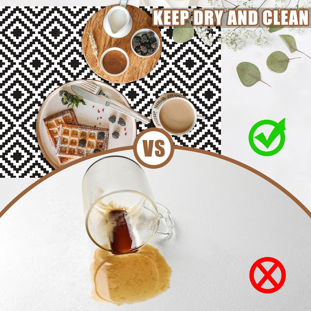Dish Drying Mat Black and White Geometric Coffee Bar Mat for Countertop Absorbent Rubber Backed Hide Stain Dish Drainer Rack Pad Coffee Maker Espresso Machine Table Accessories 11.8 x 19.7 Inch