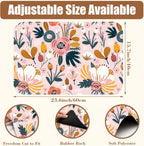 Dish Drying Mat Pink Flowers Berries Leaves Coffee Bar Mat for Countertop Absorbent Hide Stain Rubber Backed Dish Drainer Rack Pad Espresso Machine Dining Room Decor 15.7 x 23.6 Inch
