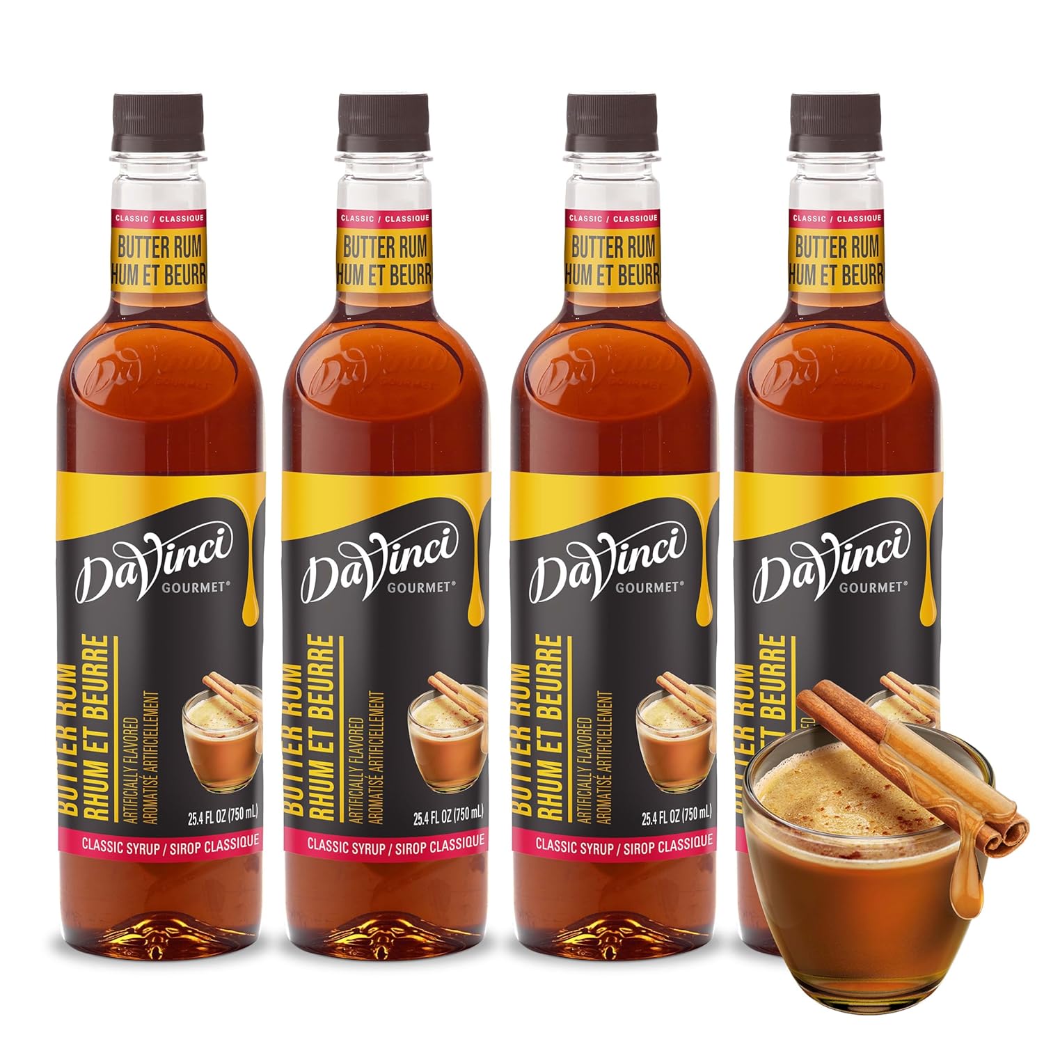 DaVinci Gourmet Classic Butter Rum Syrup, 25.4 Fluid Ounces (Pack of 4)