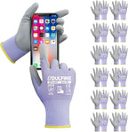DULFINE Work Gloves for Men PU Coated 12 Pairs Bulk Pack,Purple Seamless Knit Glove with thin Polyurethane,Two Finger Touchscreen, for Men and Women, Ideal for Light Duty Work. (Extra Large)