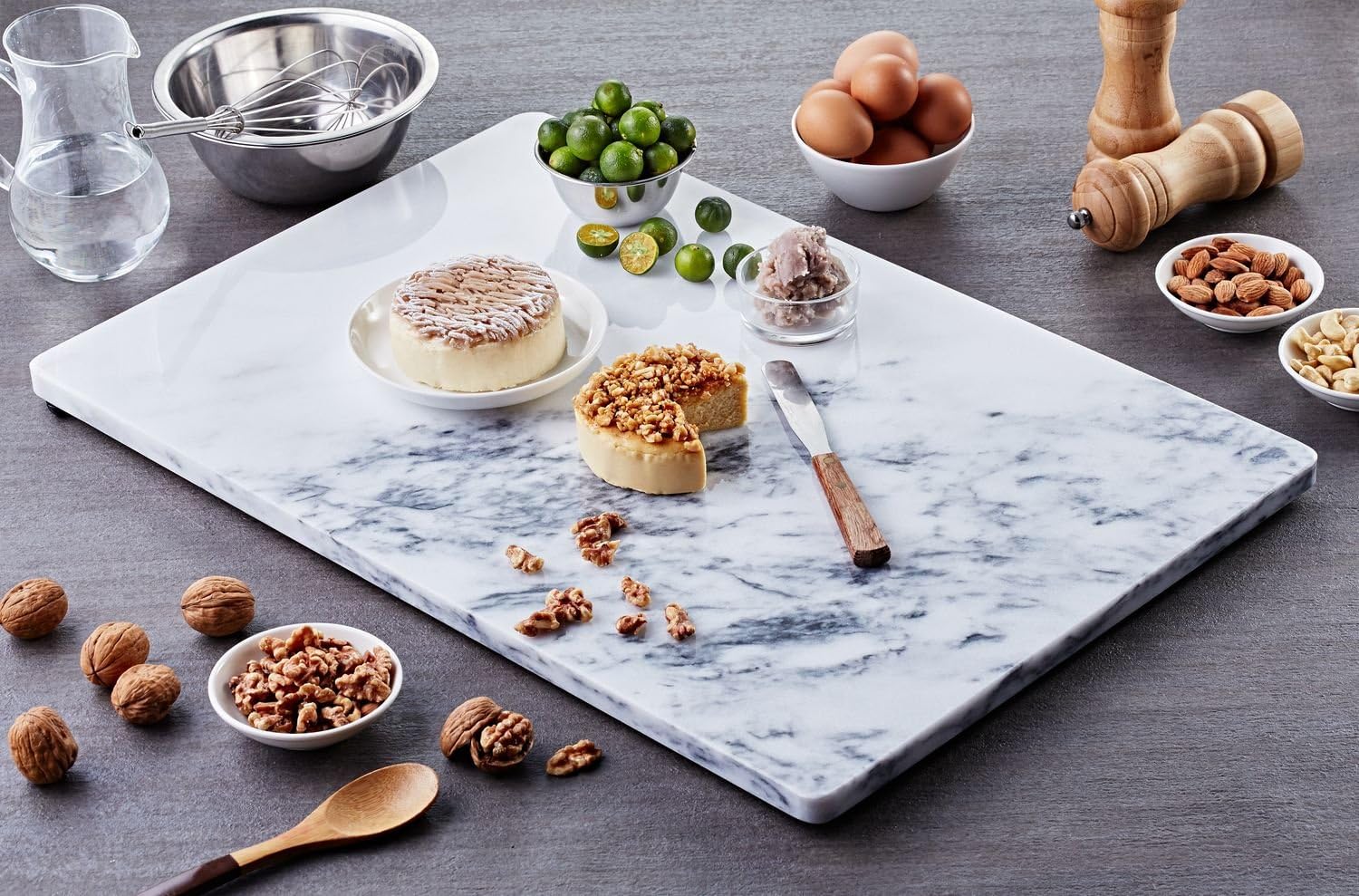 JEmarble Pastry Board 16x24 inch with Non-Slip Rubber Feets for Stability Perfect for Keep the Dough Cool and Chocolate Tempering(Premium Quality) White