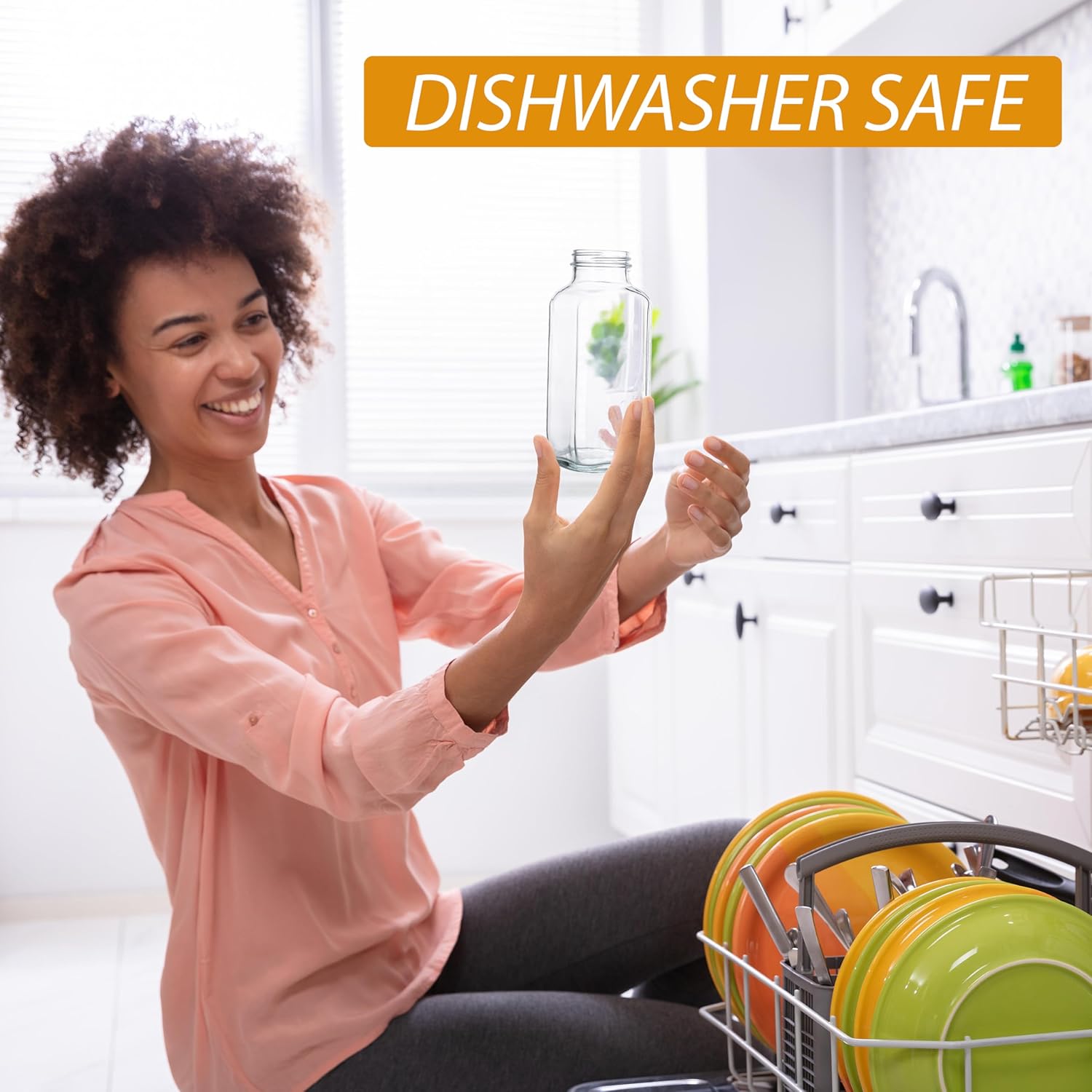 Juice Bottles with Lids, 16 Oz - Set of 8 - Clear Glass Jars with Caps - Reusable Empty Drink Containers for Juicing, Smoothies, Water, Milk, Kombucha Storage, Wellness Shots and More (8)