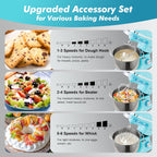 Aucma Stand Mixer, 900W 8QT Large Kitchen Mixer, Kitchen Electric Mixers with Dough Hook, Wire Whip & Beater (Blue, 8QT)